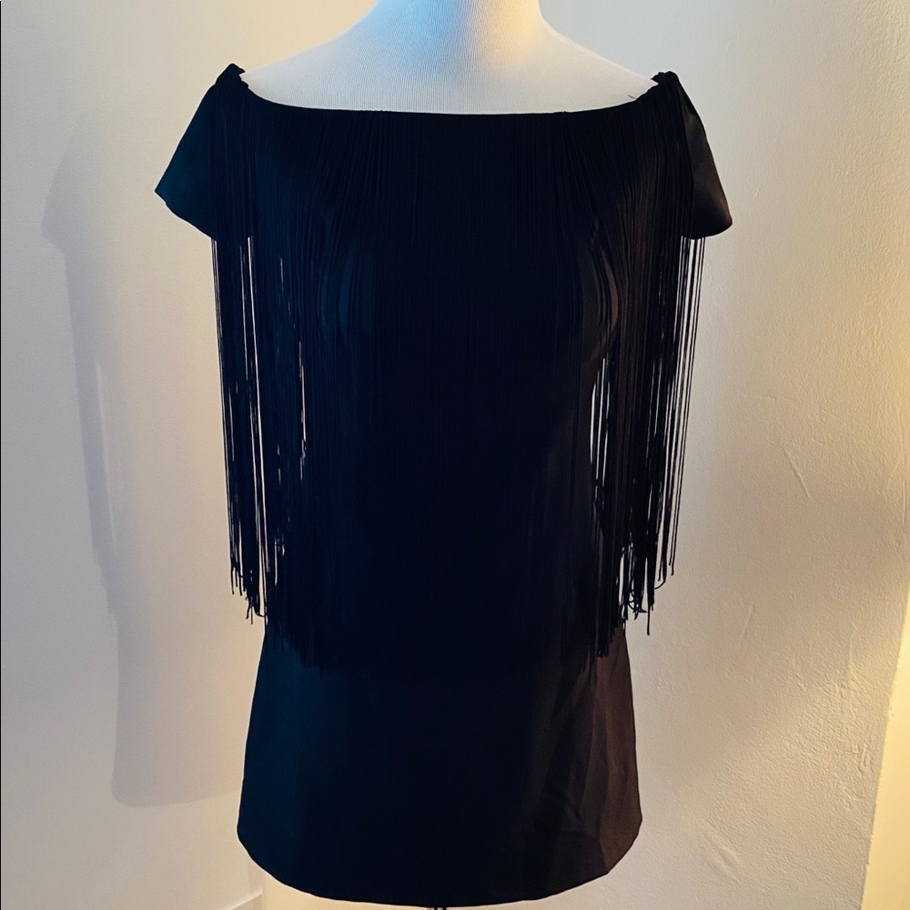 Zara Black Fringe Top